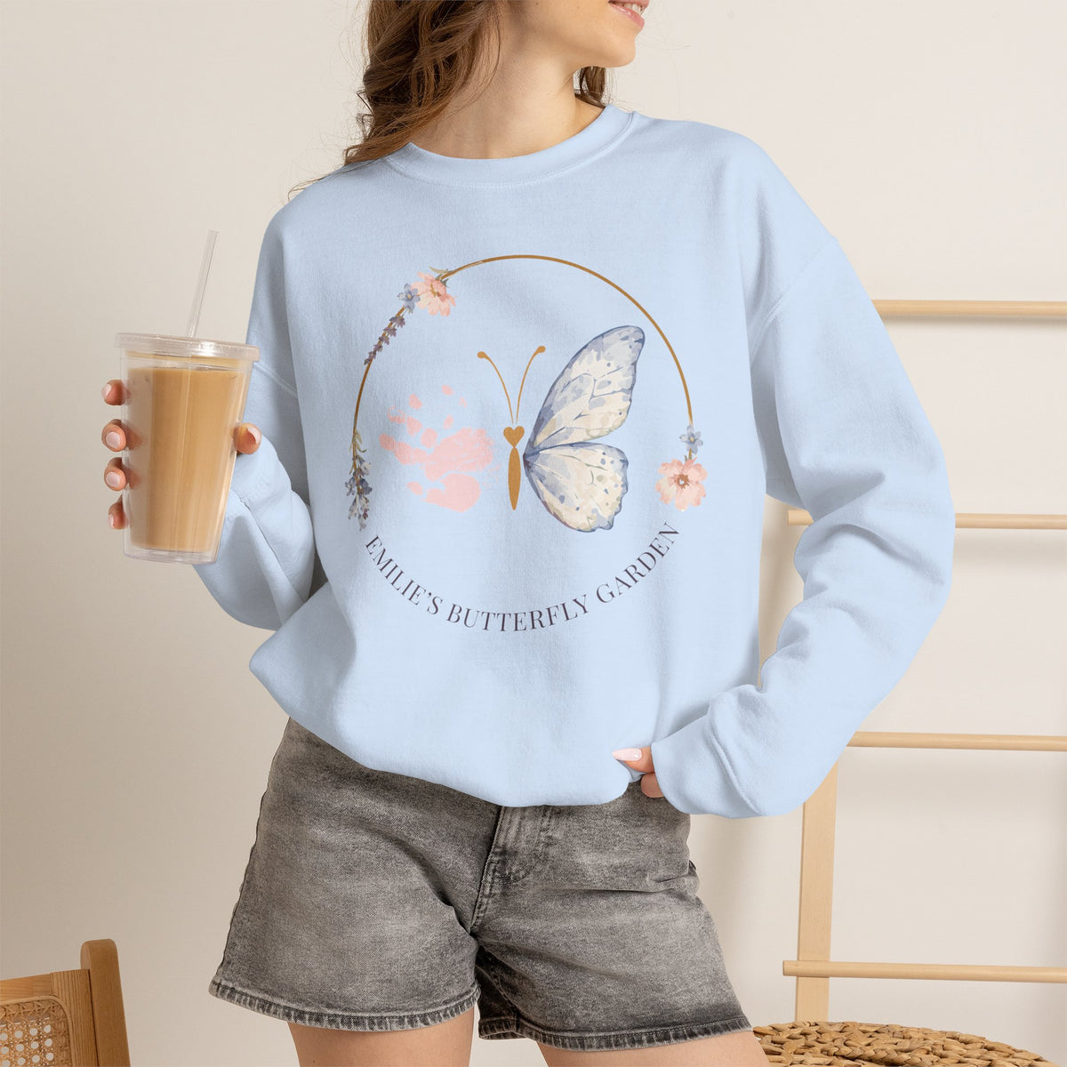 Butterfly Handprint Crewneck Sweatshirt — Memorial & Keepsake Comfort Pullover