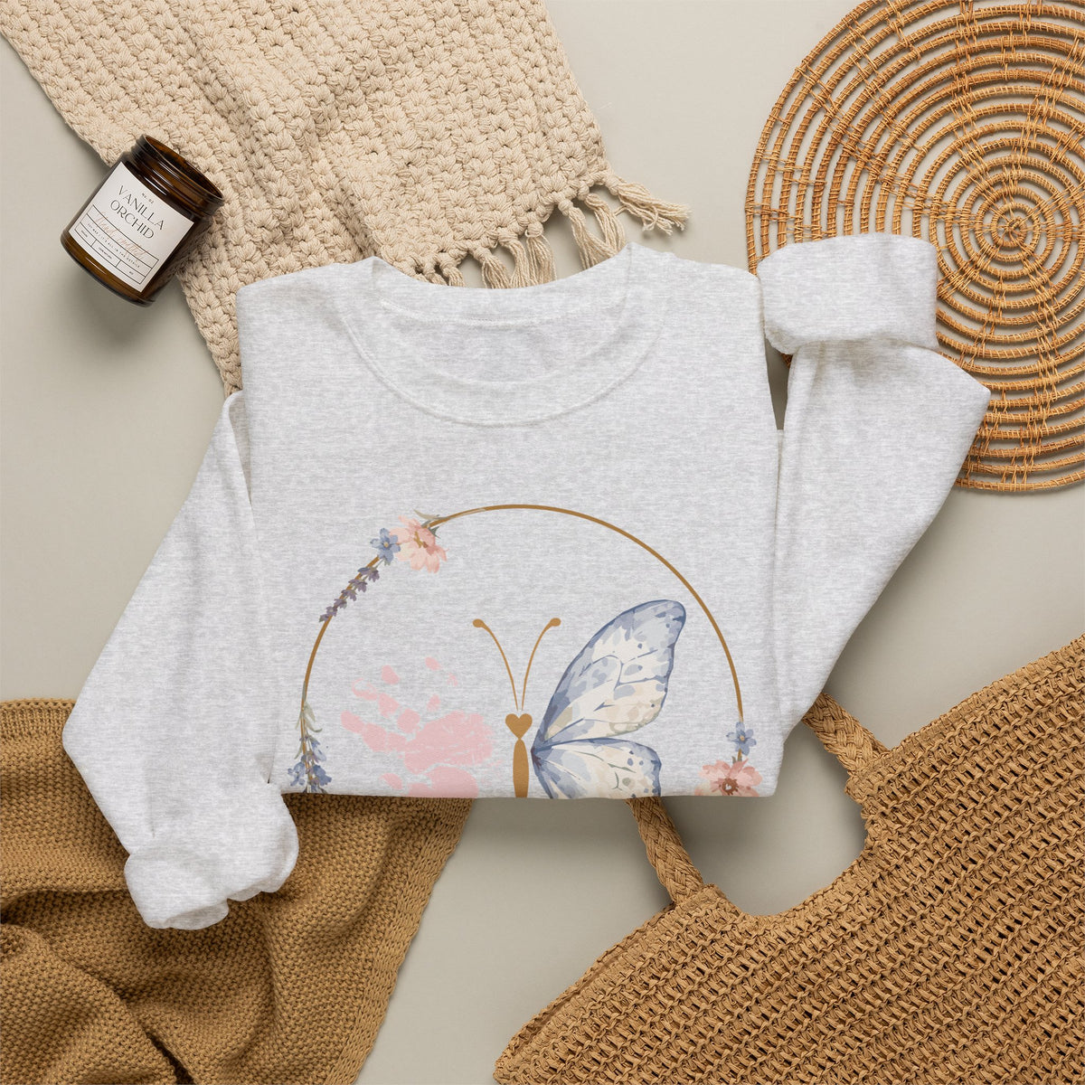 Butterfly Handprint Crewneck Sweatshirt — Memorial & Keepsake Comfort Pullover