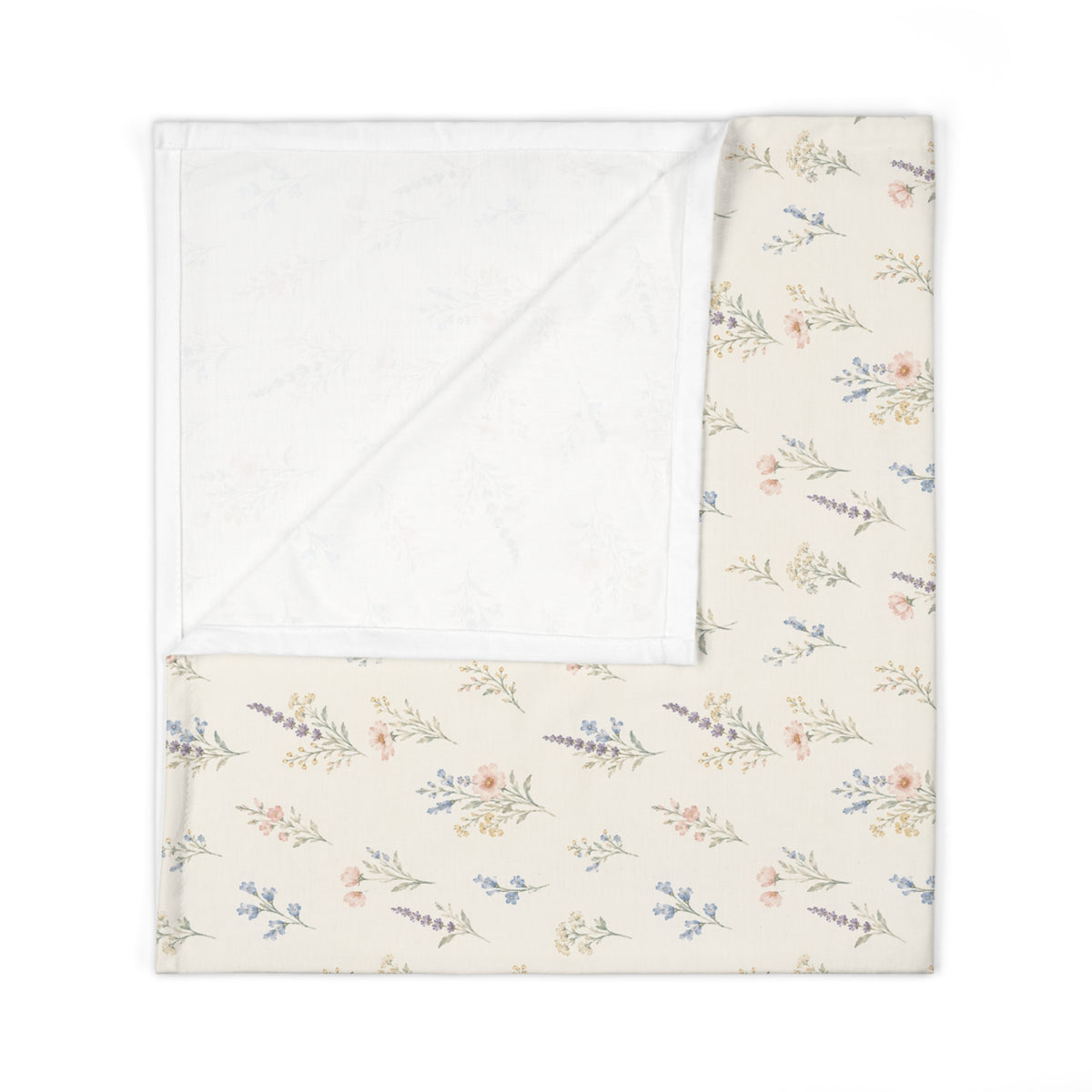 Floral Sprig Baby Swaddle Blanket — Soft Neutral Botanical Swaddle