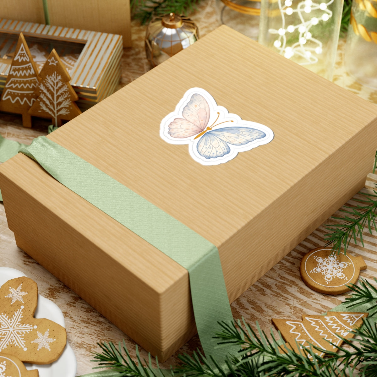 Pastel Butterfly Kiss-Cut Sticker — Soft Watercolor Decal
