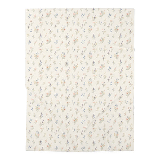 Floral Sprig Baby Swaddle Blanket — Soft Neutral Botanical Swaddle