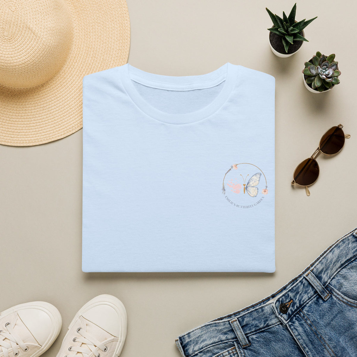 Minimal Floral Butterfly Tee