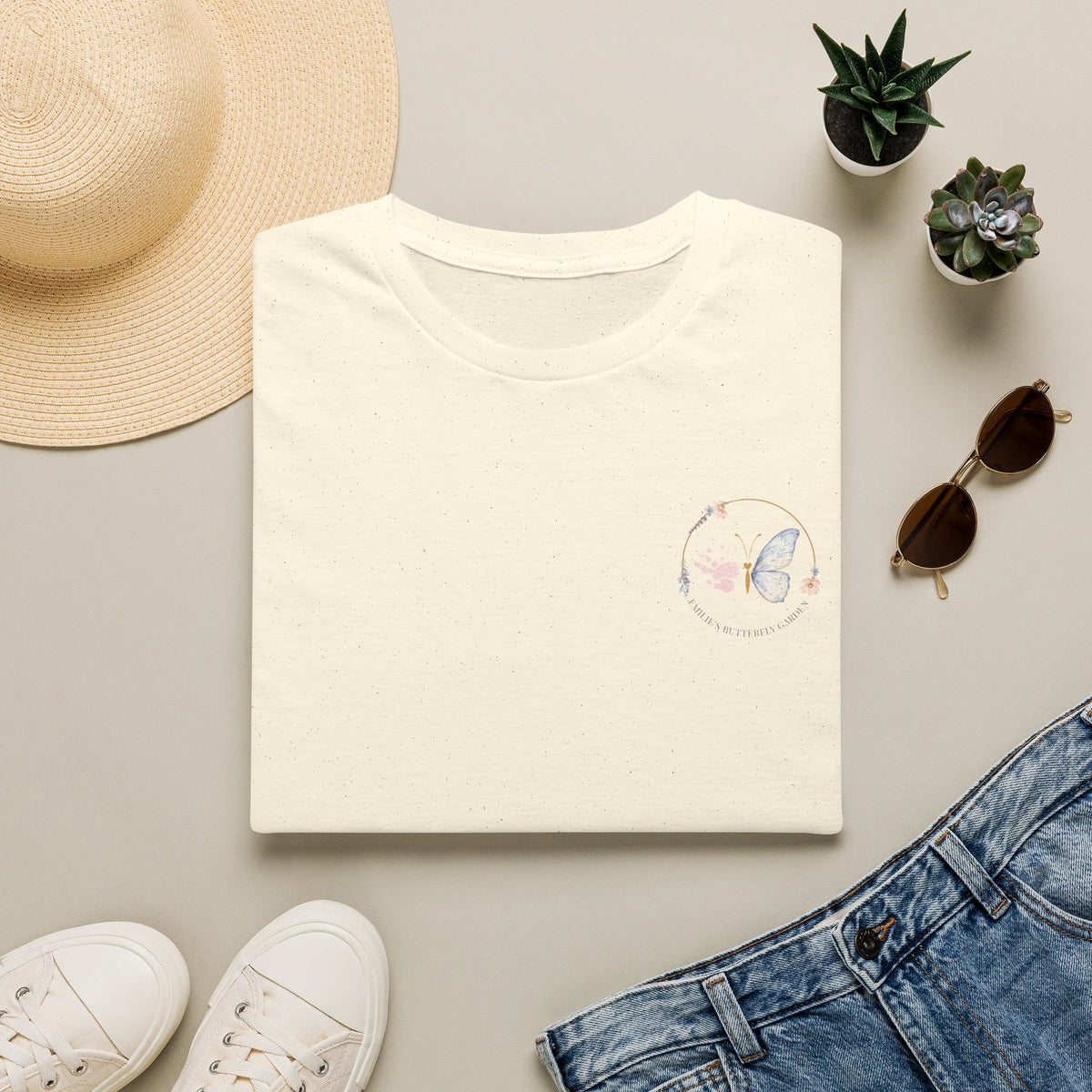 Minimal Floral Butterfly Tee