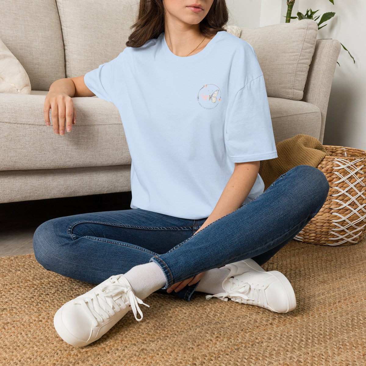 Minimal Floral Butterfly Tee