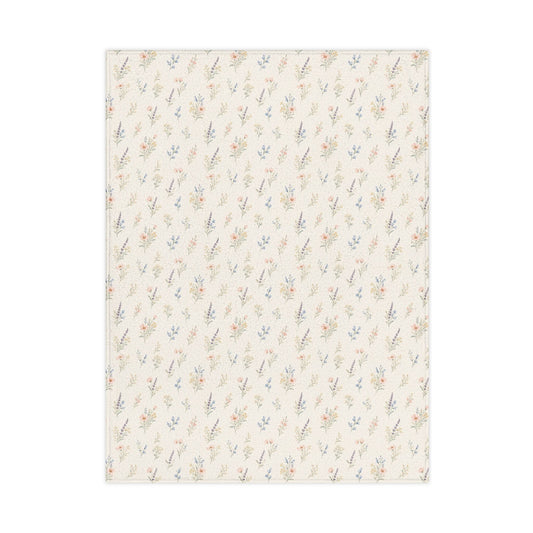 Floral Sprig Toddler Blanket — Soft Neutral Throw