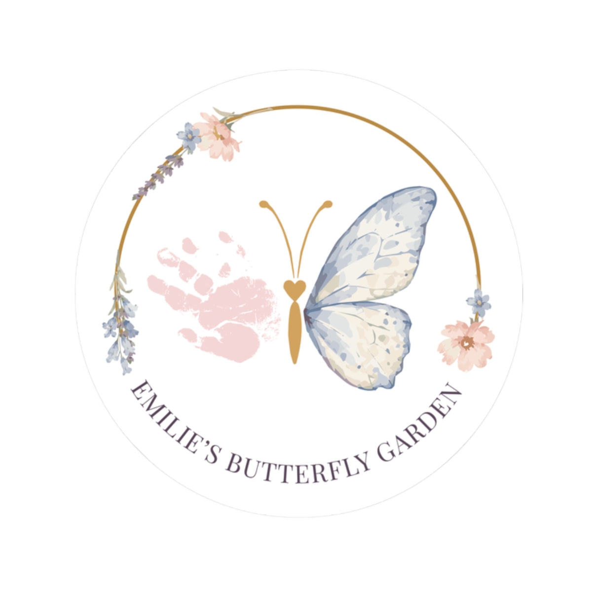 Butterfly Garden Kiss-Cut Sticker — "Emillie’s Butterfly Garden" Logo