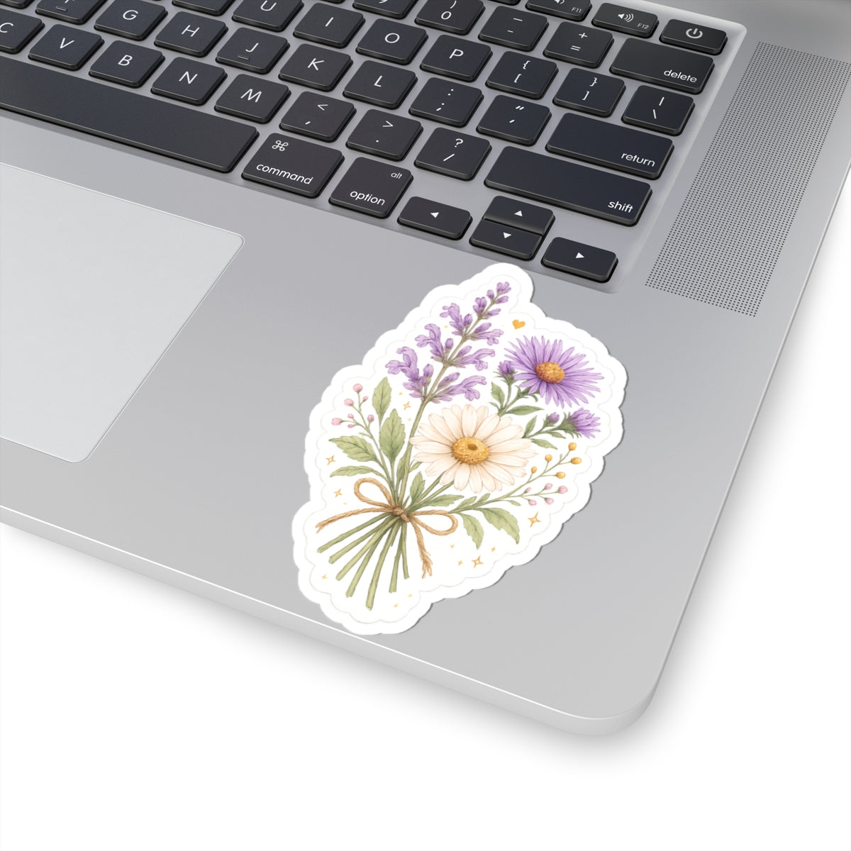 Floral Bouquet Kiss-Cut Sticker — Lavender, Daisy & Aster Vinyl Decal