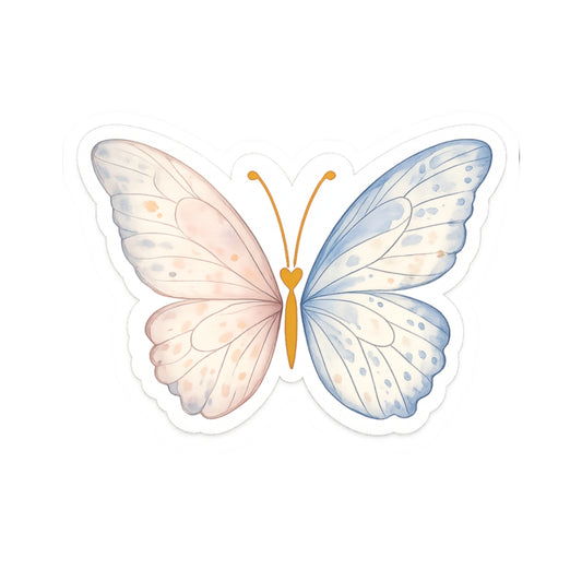 Pastel Butterfly Kiss-Cut Sticker — Soft Watercolor Decal