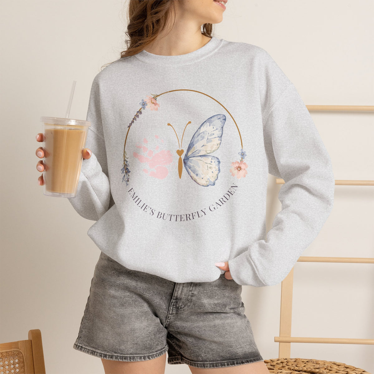 Butterfly Handprint Crewneck Sweatshirt — Memorial & Keepsake Comfort Pullover