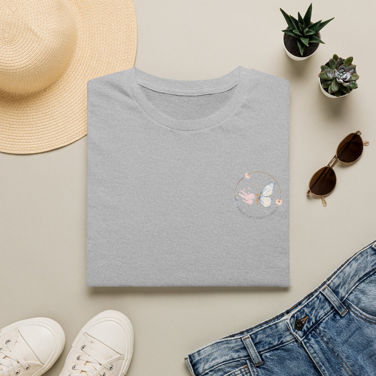 Minimal Floral Butterfly Tee